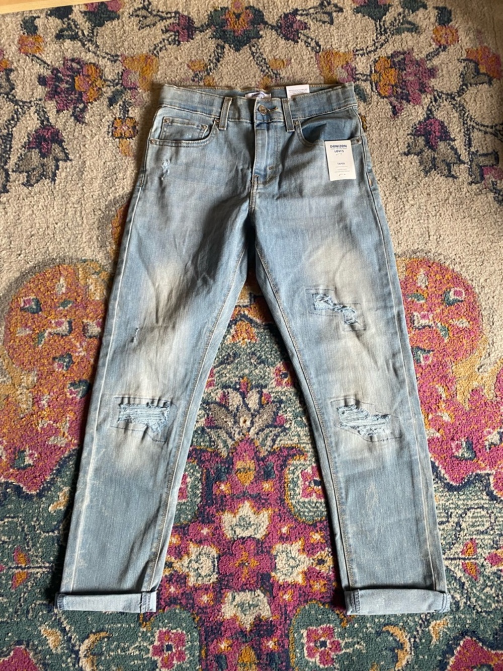 Denizen From Levi’s Girls Light Wash Taper Distressed Jeans 14 Reg NWT